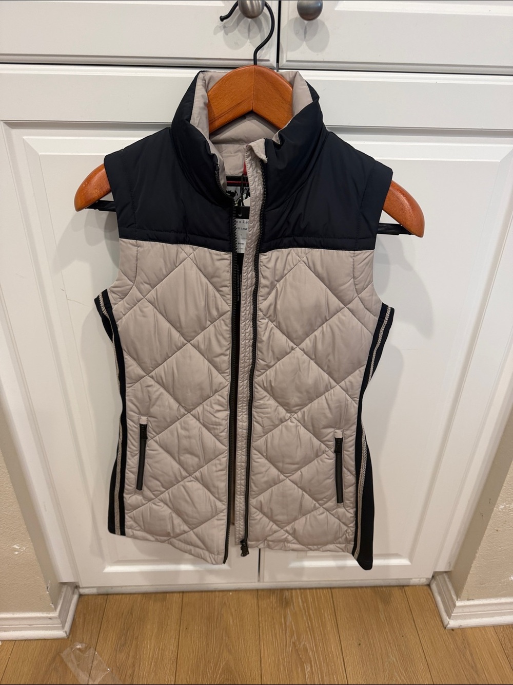 Alp N Rock Quilted Sleeveless Vest in Beige and Black